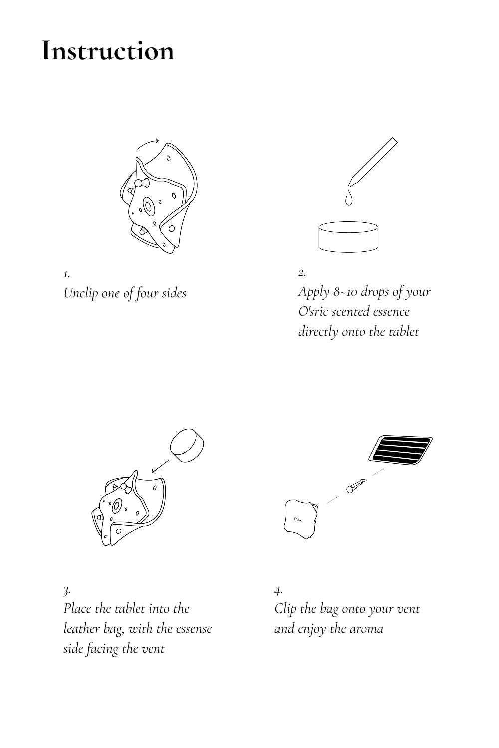 Instruction to use O'sric car diffuser