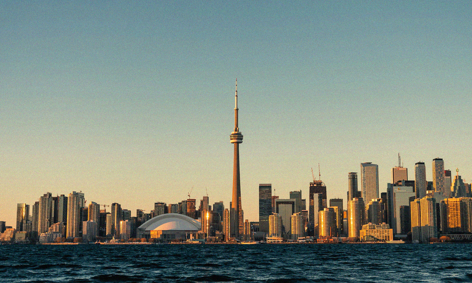 Toronto city skyline with CN tower against a clear sky